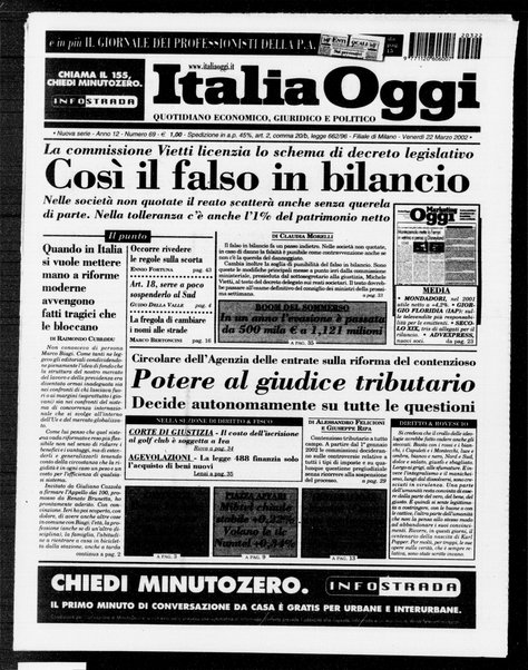 Italia oggi : quotidiano di economia finanza e politica